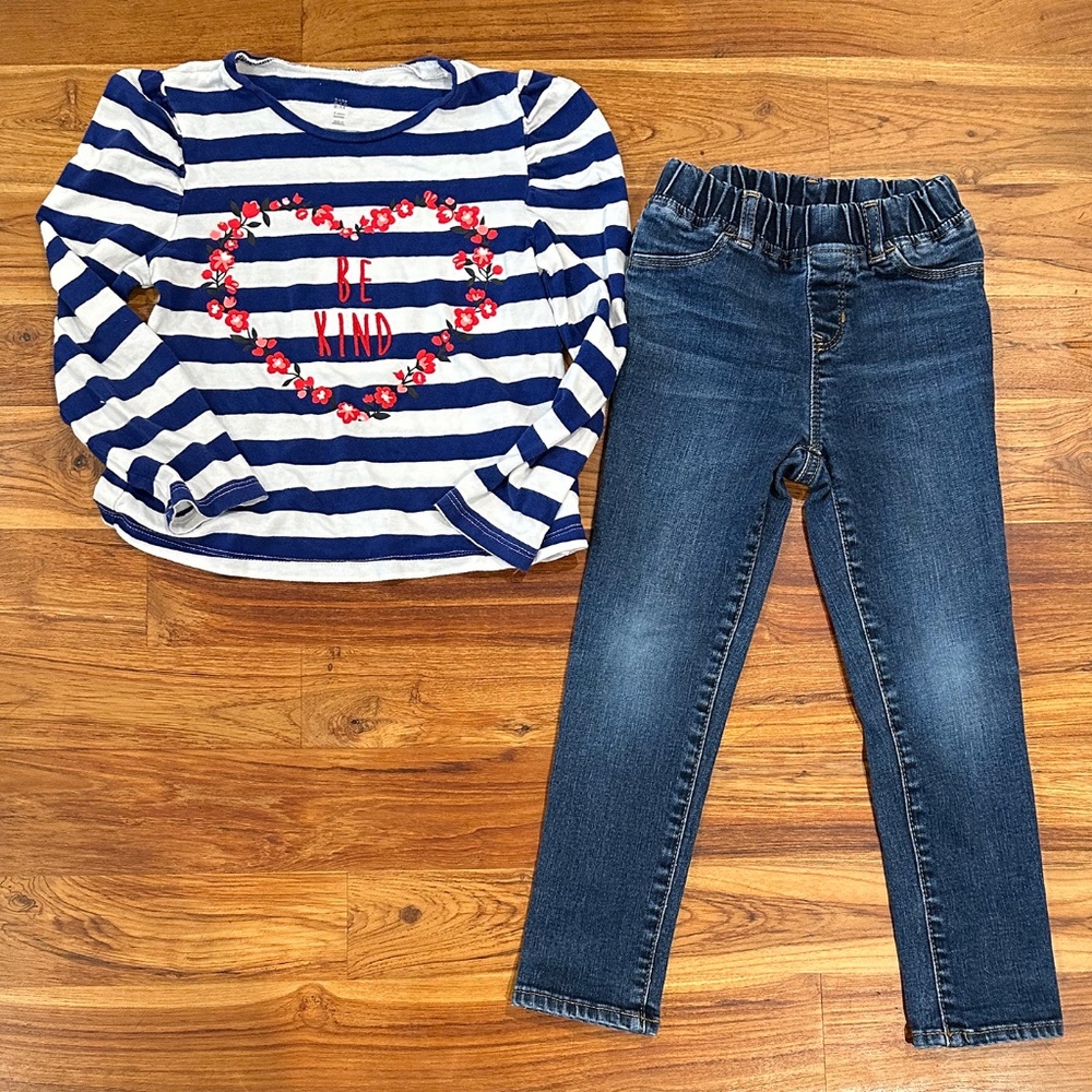 Kids Baby Gap Long Sleeve Shirt and Pull-On Jeggings Size 5 Years